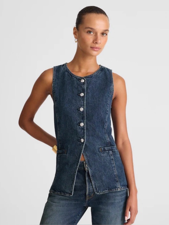 Madewell Jackets & Blazers - MADEWELL SIZE 4 Denim Crewneck Cutaway Vest in Greendale Wash NW302 $108